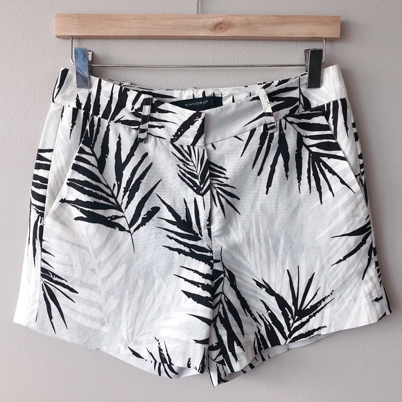 Sandro Pants - SANDRO Linen tropical palm leaf shorts size 2